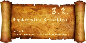 Bogdanovics Krisztina névjegykártya